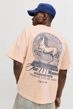 relaxed T-shirt met backprint roze