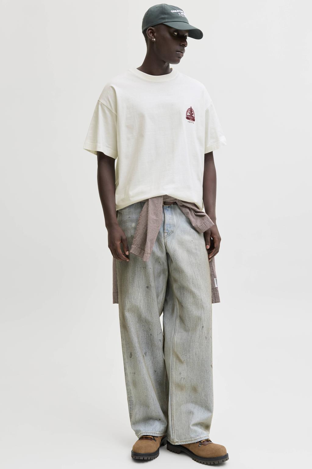 JACK & JONES ORIGINALS relaxed T-shirt met backprint ecru