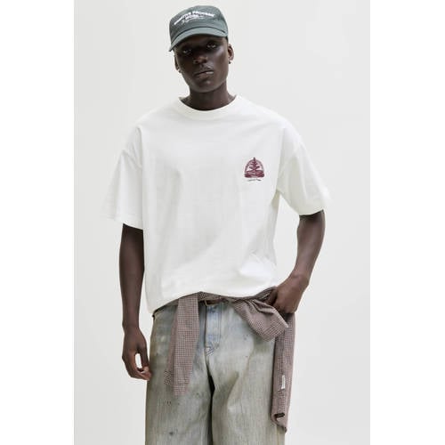 JACK & JONES ORIGINALS relaxed T-shirt met backprint ecru afbeelding