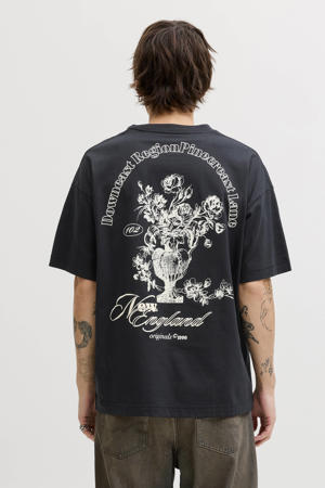 relaxed T-shirt met backprint zwart