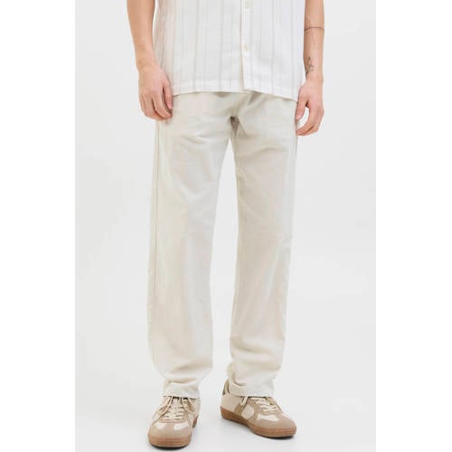 JACK & JONES PANTS STUDIO JPSTKANE relaxed casual broek met linnen ecru afbeelding