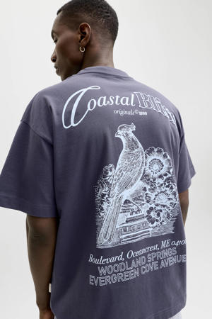 relaxed T-shirt met backprint blauw