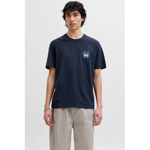 JACK & JONES ORIGINALS relaxed T-shirt met backprint donkerblauw afbeelding