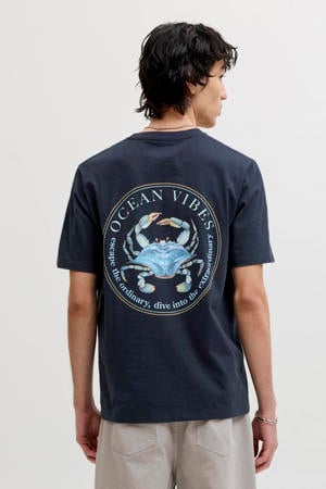 relaxed T-shirt met backprint donkerblauw