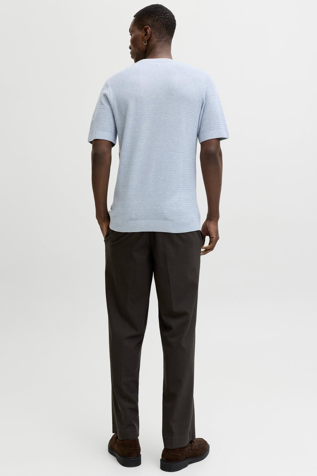 JACK & JONES PREMIUM regular T-shirt lichtblauw met ingebreid patroon