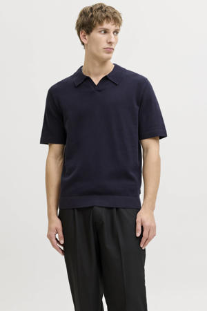 regular polo donkerblauw gebreid
