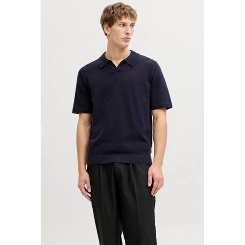 JACK & JONES PREMIUM regular polo donkerblauw gebreid afbeelding