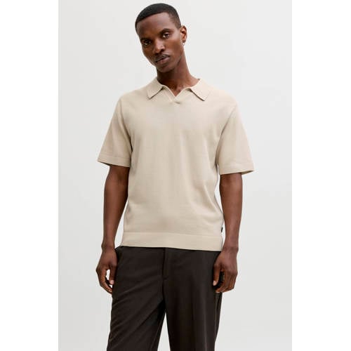 JACK & JONES PREMIUM regular polo beige gebreid afbeelding