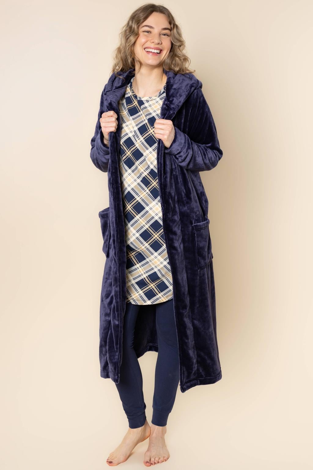 Charlie Choe fleece badjas - donkerblauw