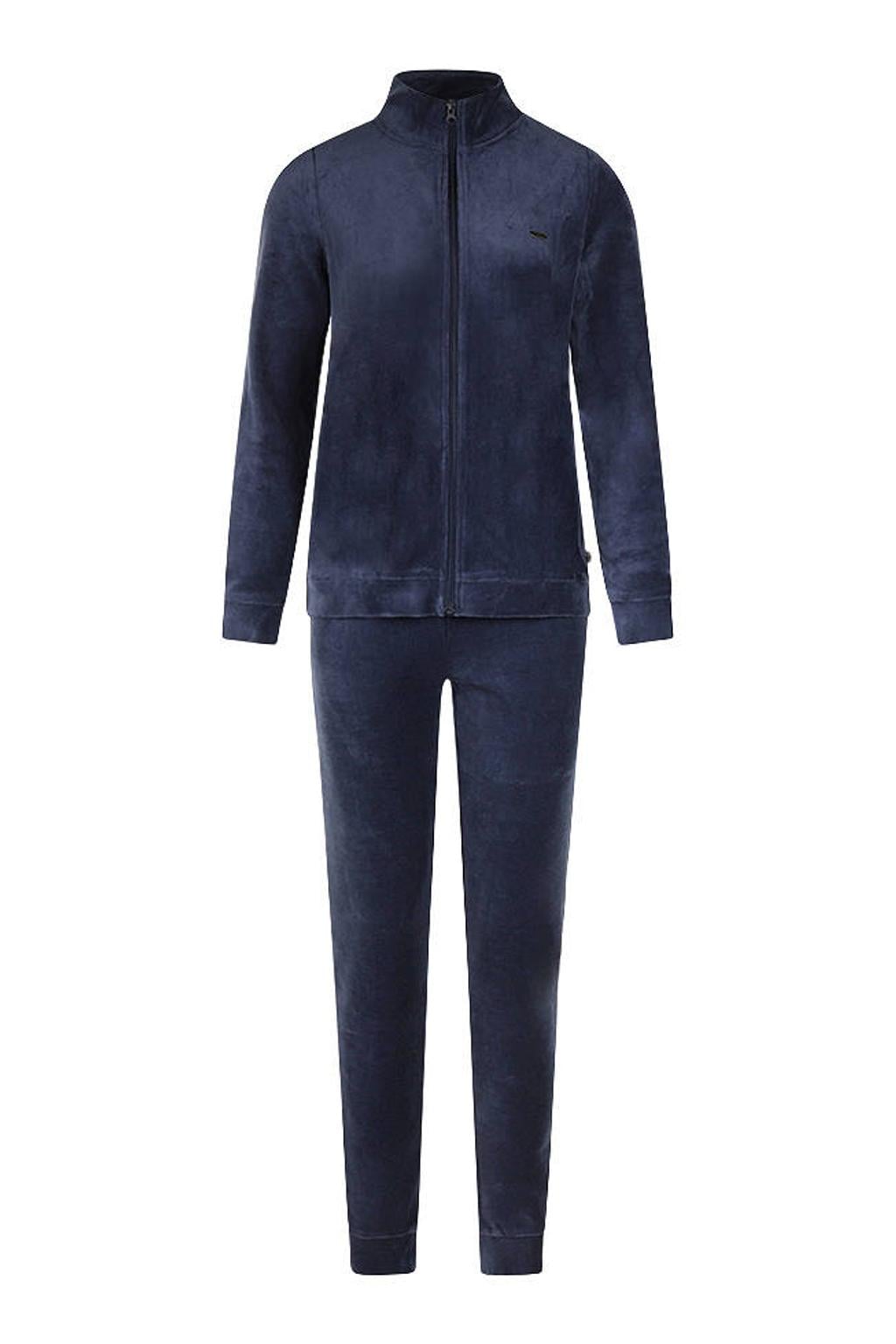 Charlie Choe fluwelen huispak - donkerblauw