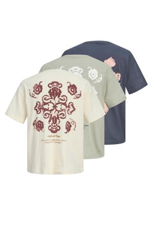 relaxed T-shirt met backprint multi - (set van 3)