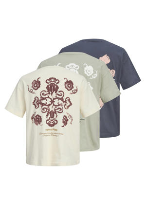 relaxed T-shirt met backprint multi - (set van 3)