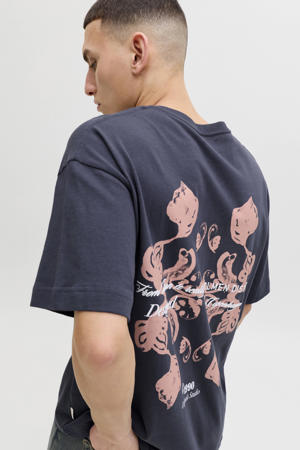 relaxed T-shirt met backprint donkerblauw