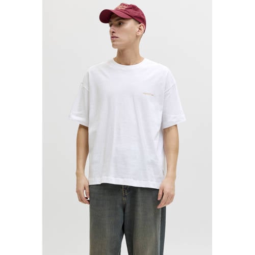 JACK & JONES ORIGINALS relaxed T-shirt met backprint wit afbeelding