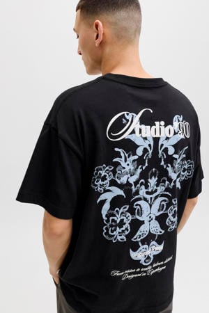 relaxed T-shirt met backprint zwart