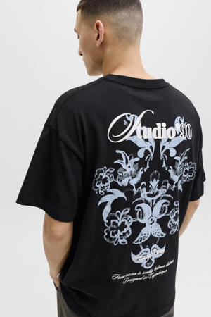 relaxed T-shirt met backprint zwart