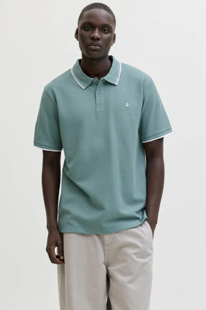 regular polo met textuur turquoise