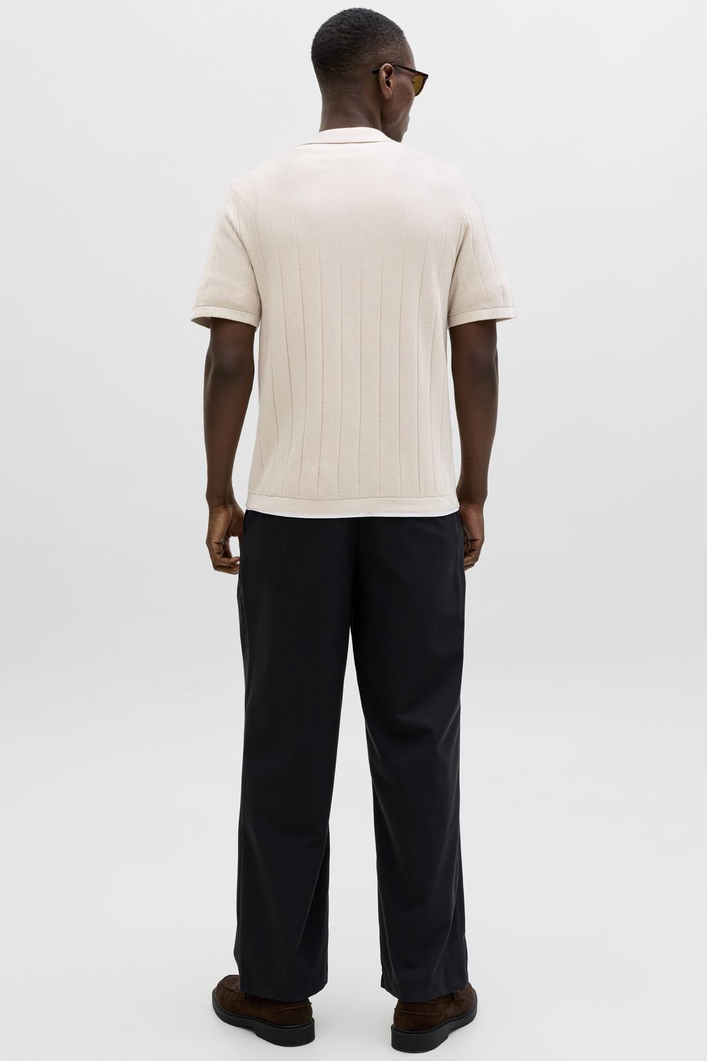 JACK & JONES ESSENTIALS relaxed polo gebreid beige
