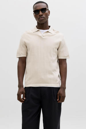 relaxed polo gebreid beige