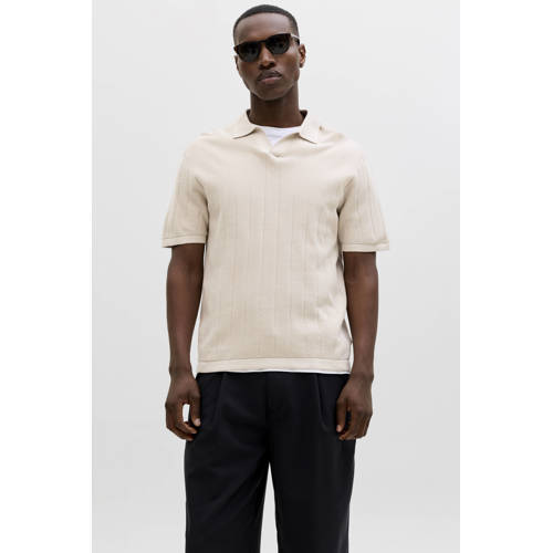 JACK & JONES ESSENTIALS relaxed polo gebreid beige afbeelding