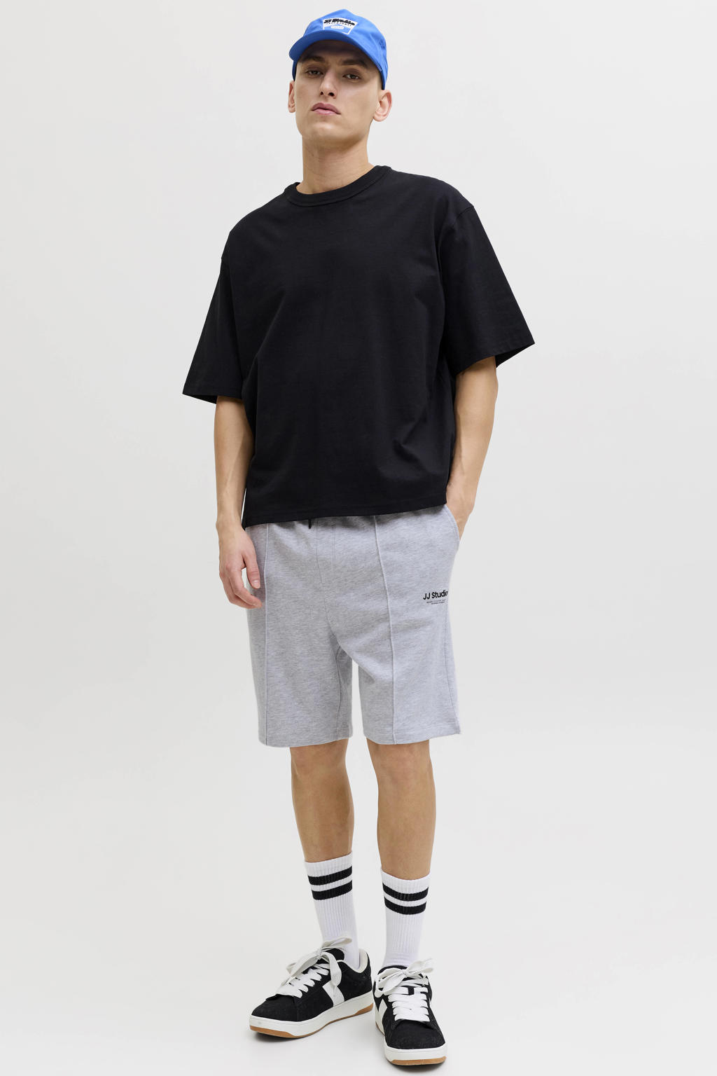 JACK & JONES PANTS STUDIO JPSTKANE relaxed sweatshort grijs