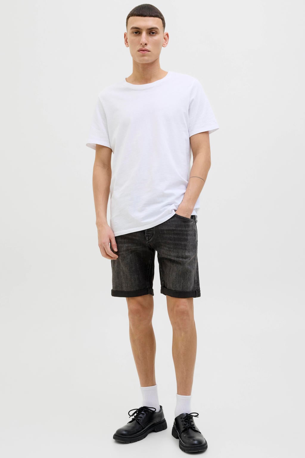 JACK & JONES JEANS INTELLIGENCE regular fit denim short - black denim