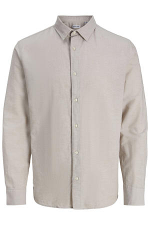 regular casual overhemd met linnen beige