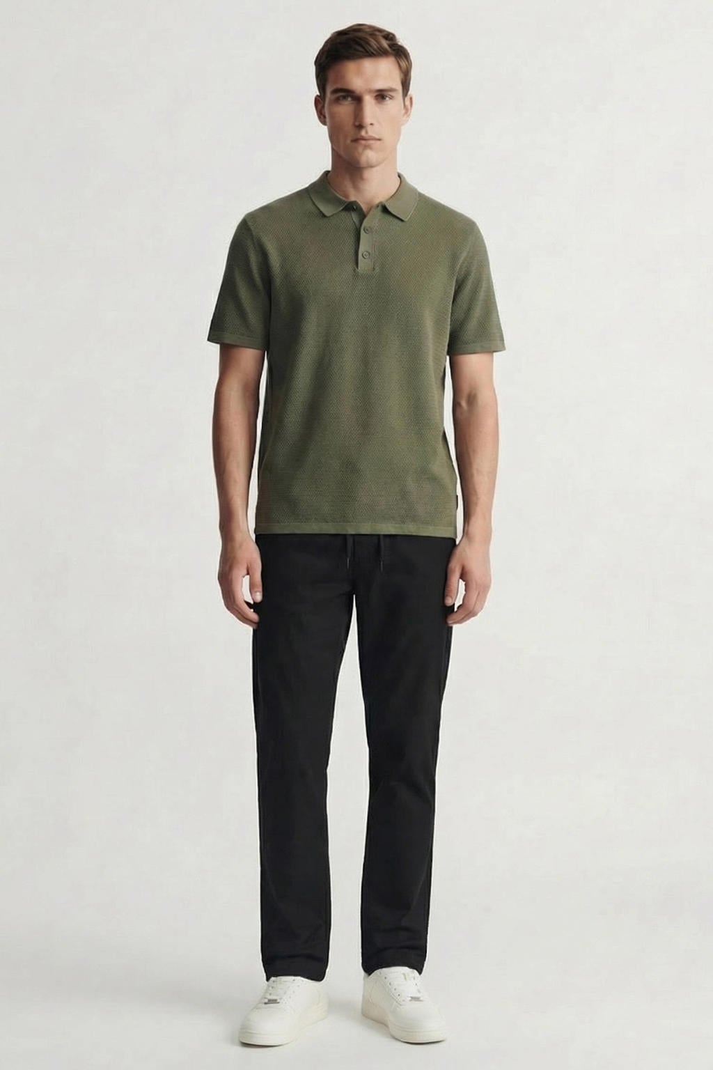JACK & JONES ESSENTIALS regular polo gebreid donkergroen