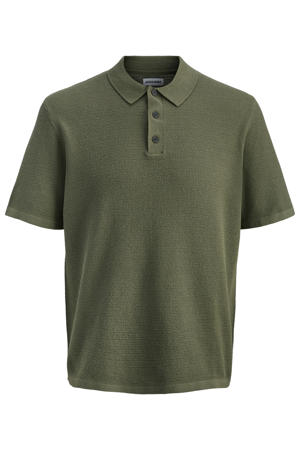 regular polo gebreid donkergroen