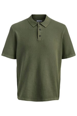 regular polo gebreid donkergroen
