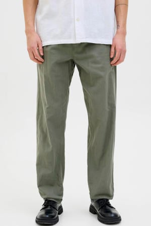 JPSTKANE relaxed casual broek met linnen olijfgroen