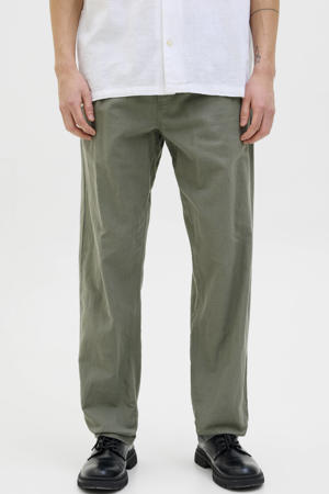 JPSTKANE relaxed casual broek met linnen olijfgroen