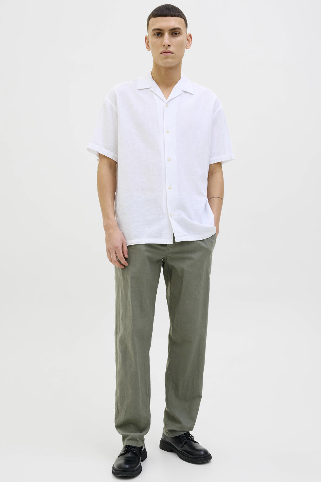 JACK & JONES PANTS STUDIO JPSTKANE relaxed casual broek met linnen olijfgroen