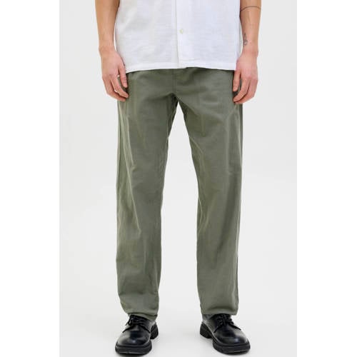 JACK & JONES PANTS STUDIO JPSTKANE relaxed casual broek met linnen olijfgroen afbeelding