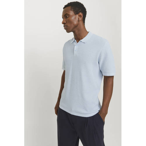 JACK & JONES ESSENTIALS regular polo gebreid lichtblauw afbeelding