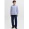 JACK & JONES ESSENTIALS regular casual gestreept overhemd met linnen blauw