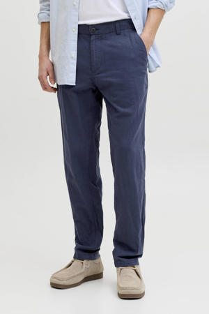 JPSTACE tapered chino met linnen donkerblauw