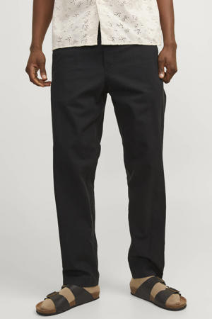 JPSTKANE relaxed casual broek met linnen zwart