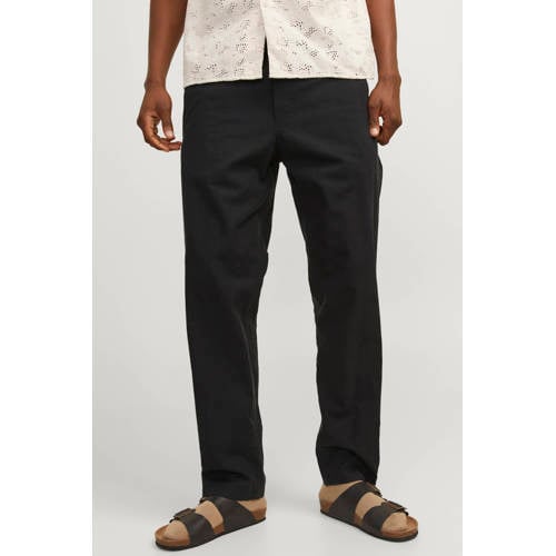 JACK & JONES PANTS STUDIO JPSTKANE relaxed casual broek met linnen zwart afbeelding