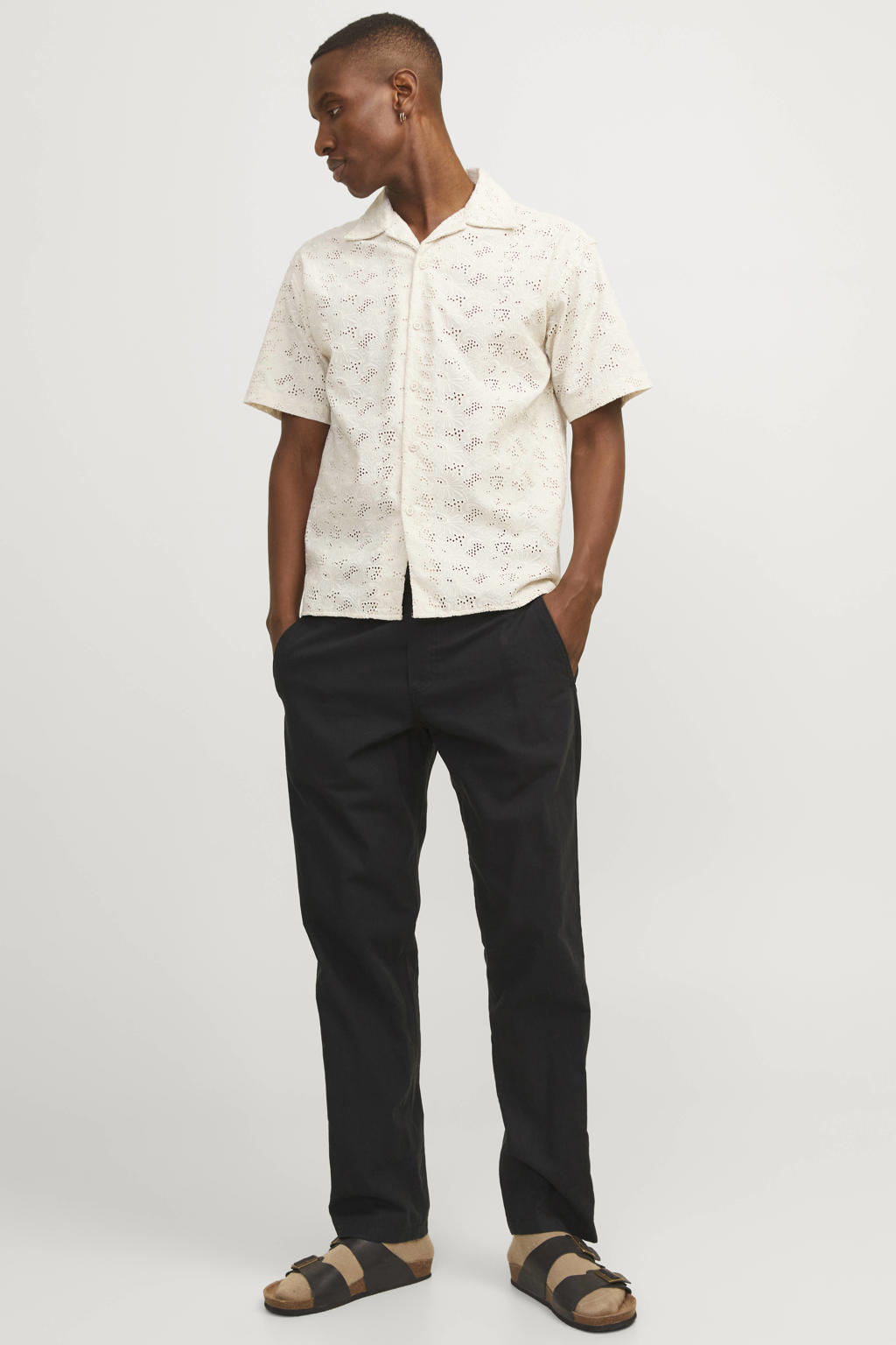 JACK & JONES PANTS STUDIO JPSTKANE relaxed casual broek met linnen zwart