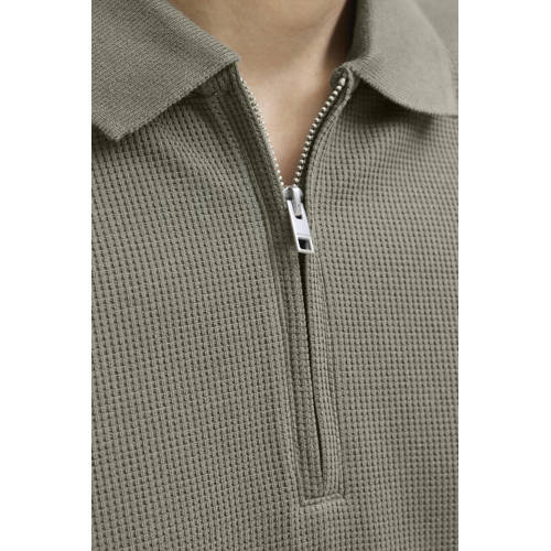 JACK & JONES ESSENTIALS regular polo met ingebreid patroon groen afbeelding