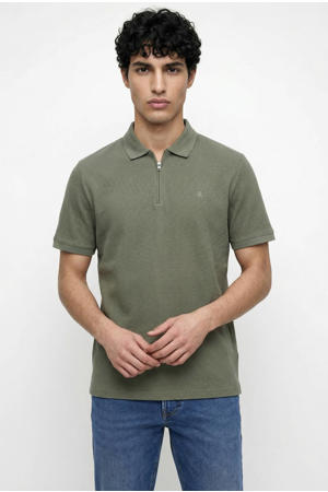 regular polo met ingebreid patroon groen