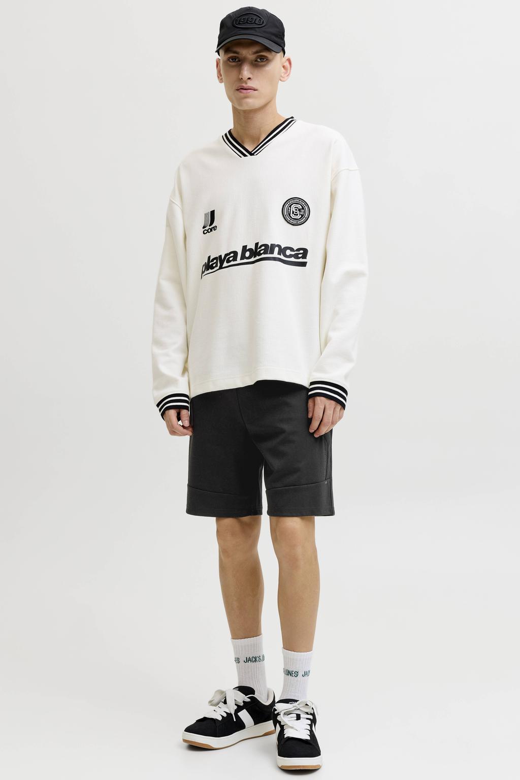 JACK & JONES PANTS STUDIO JPSTGORDON regular sweatshort zwart