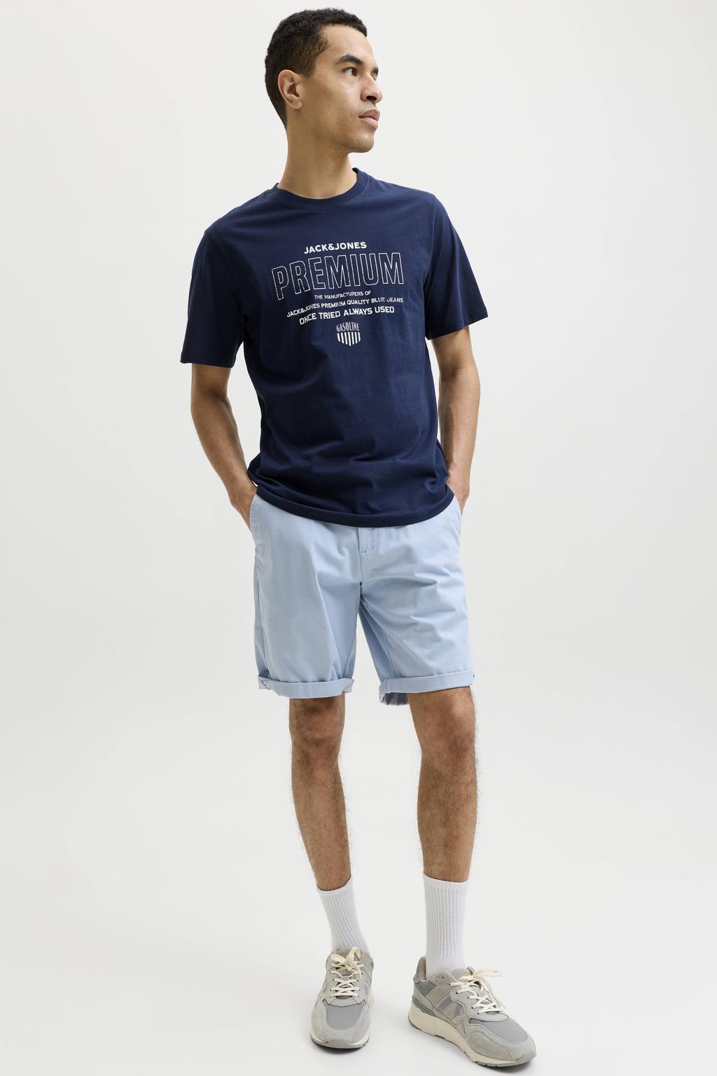 JACK & JONES PANTS STUDIO JPSTBOWIE regular chino short lichtblauw