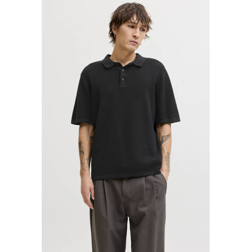 JACK & JONES ESSENTIALS regular polo gebreid zwart afbeelding