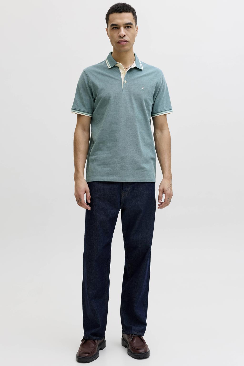 JACK & JONES ESSENTIALS slim polo turquoise