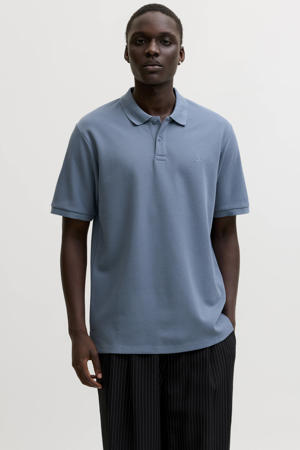regular polo met textuur blauw