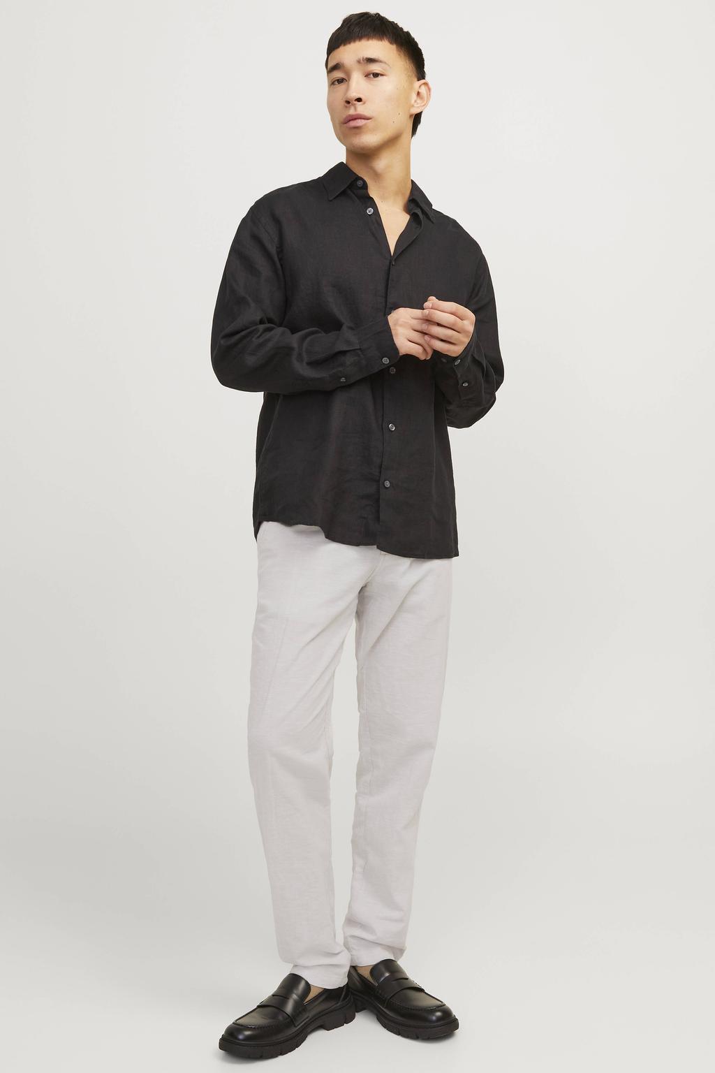 JACK & JONES PANTS STUDIO JPSTACE tapered chino met linnen zand