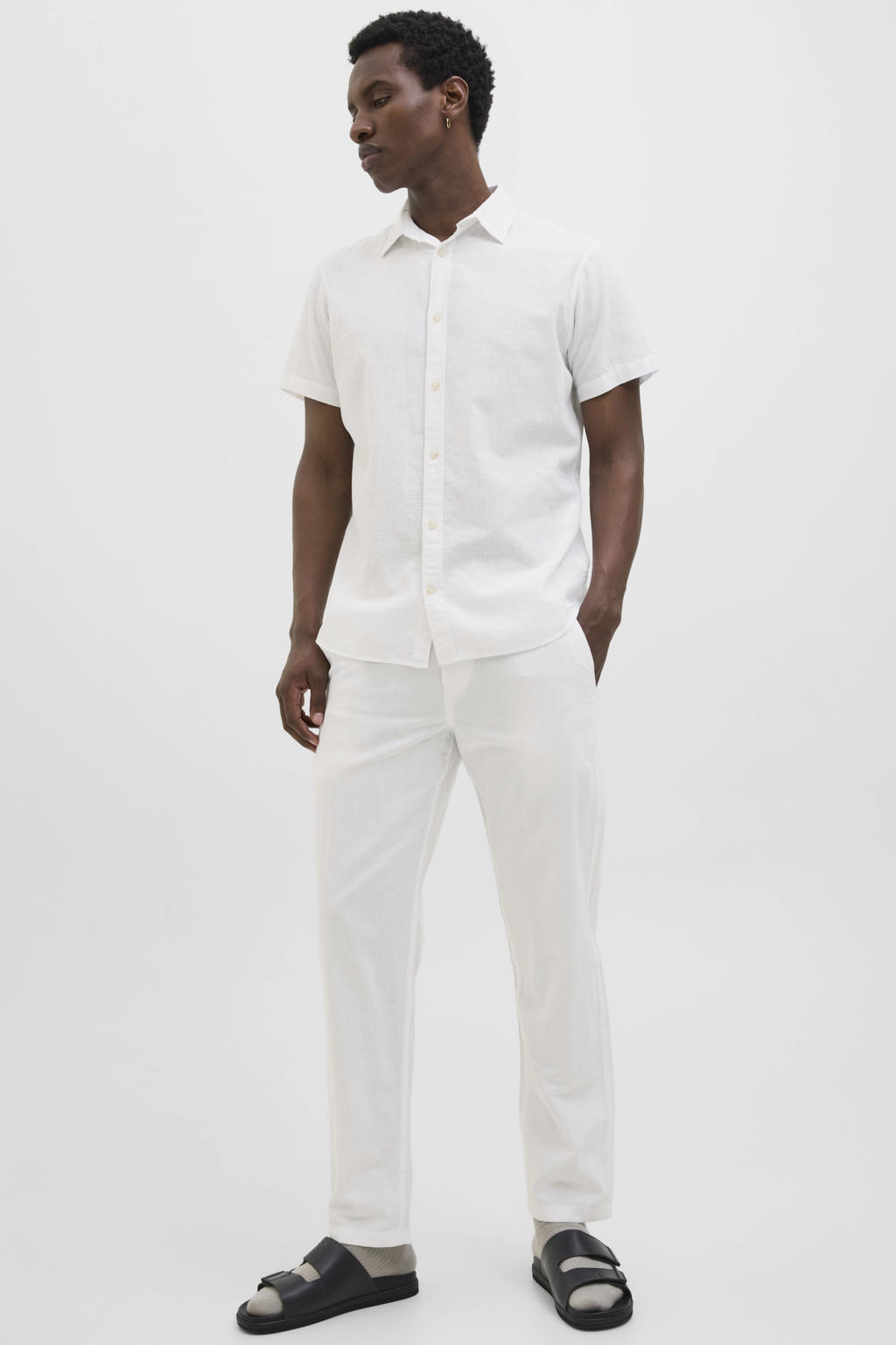 JACK & JONES PANTS STUDIO JPSTKANE relaxed casual broek met linnen wit