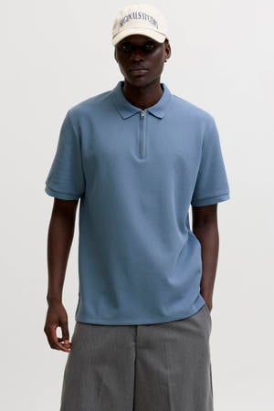 regular polo met ingebreid patroon blauw